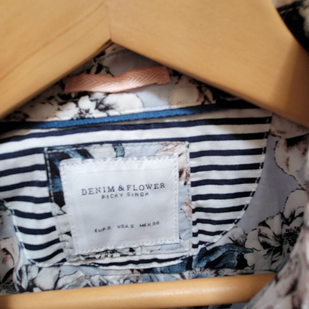 Denim & Flower Ricky Singh Mens Floral Long Sleeve Button-Up Shirt 100% Cotton C - Picture 3 of 7